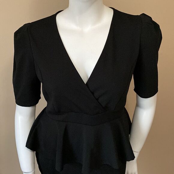 NWT Fashion Nova Black Peplum Dress - Size:1X - Picture 6 of 16